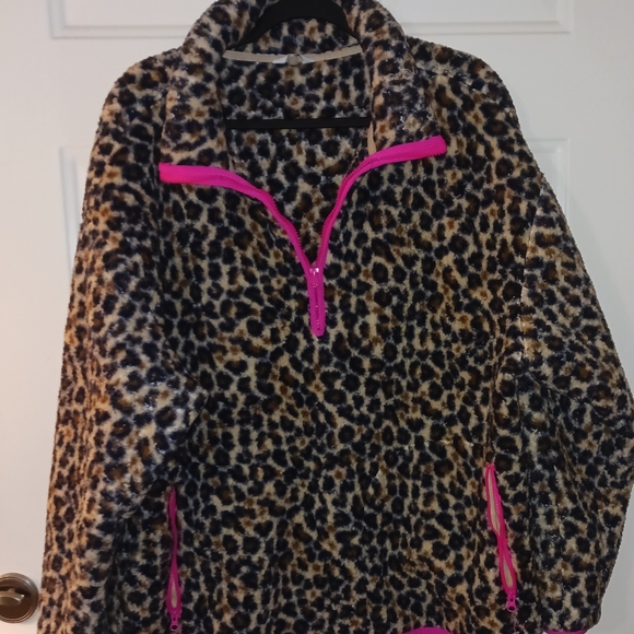 Crown Ivy Women's Animal Print Sherpa Jacket Size L - Picture 1 of 10